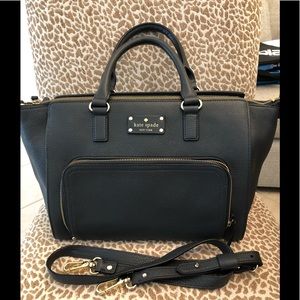 Authentic Kste Spade pebble leather dark gray bag